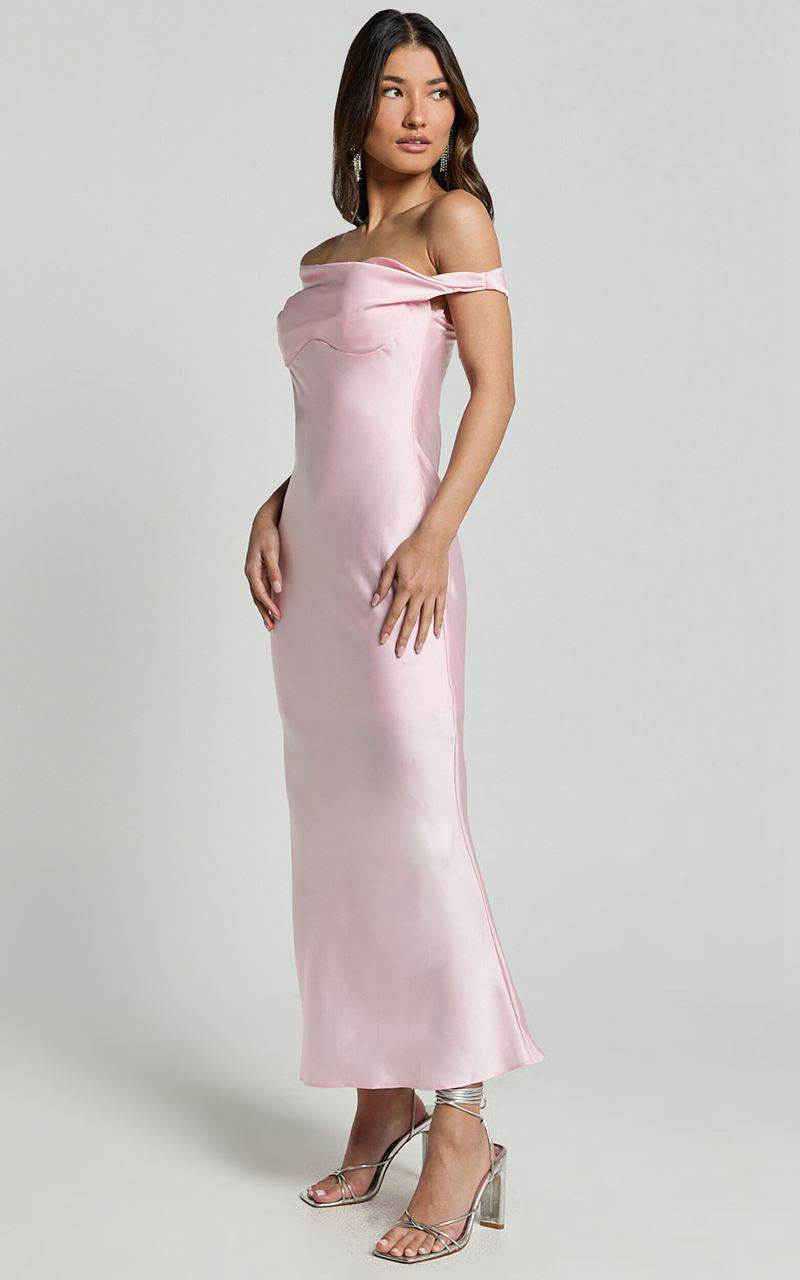 Showpo Alexia Midi Dress - One Shoulder Bust Slip Dress Soft Pink | AEWCKQ237