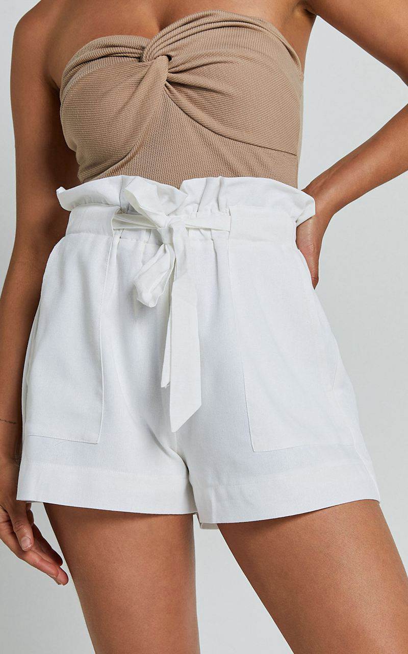 Showpo All Rounder Shorts - Paper Bag Shorts White | XTEPFS658