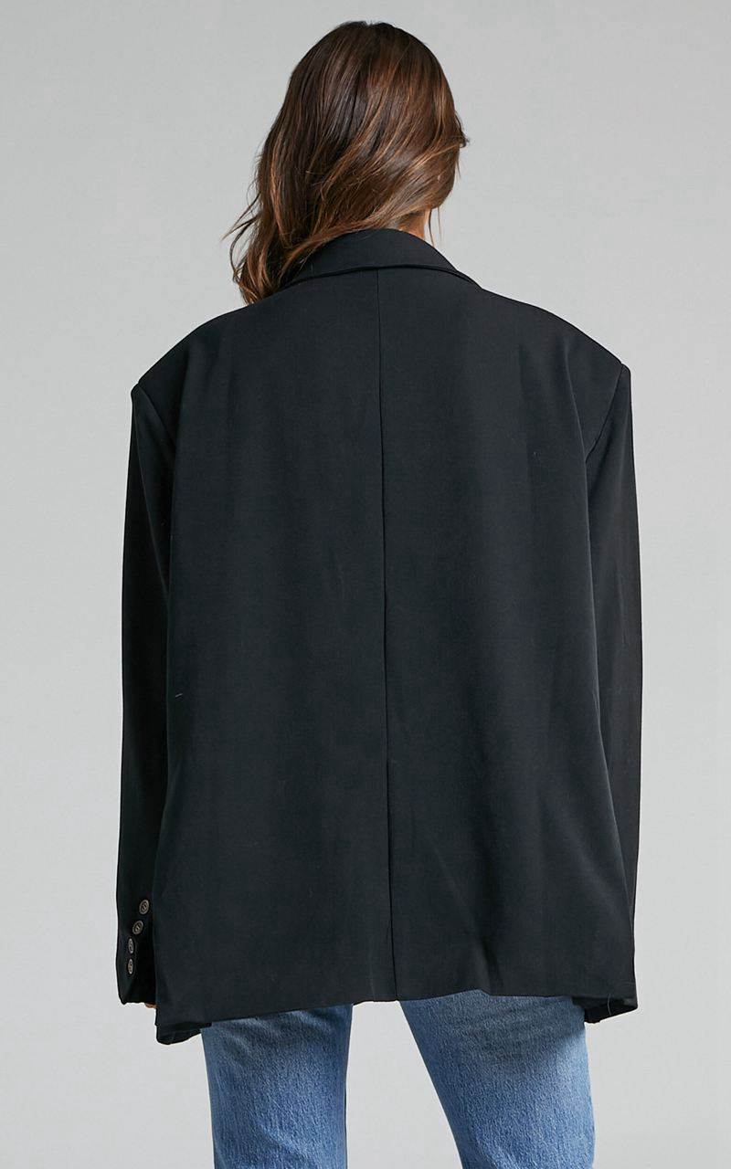 Showpo Amalea Blazer - Oversized Boyfriend Blazer Black | ZBMQLD835