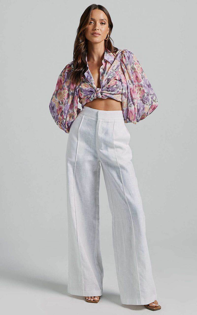 Showpo Amalie The Label - Aleydise Linen Wide Leg Pants White | WGQYJE291