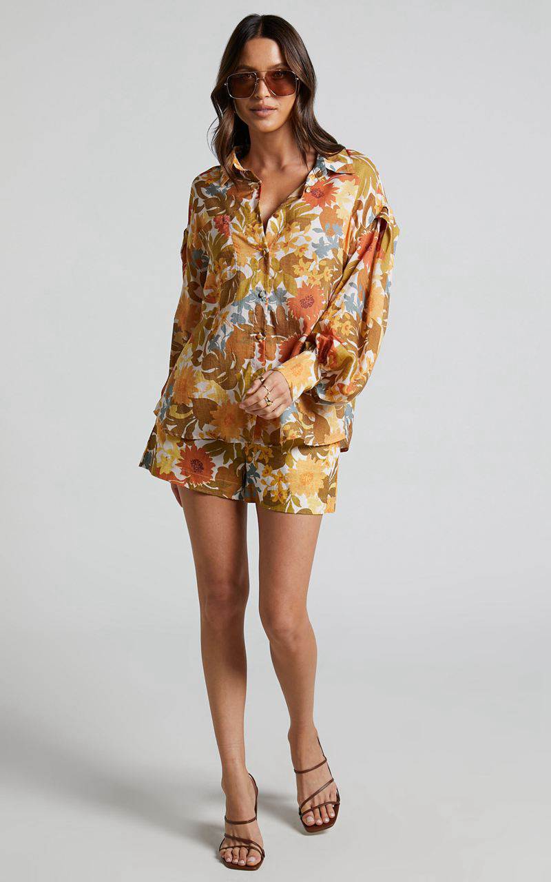 Showpo Amalie The Label - Azariah Balloon Sleeve Button Up Shirt Emerson Floral | XSJCYV204