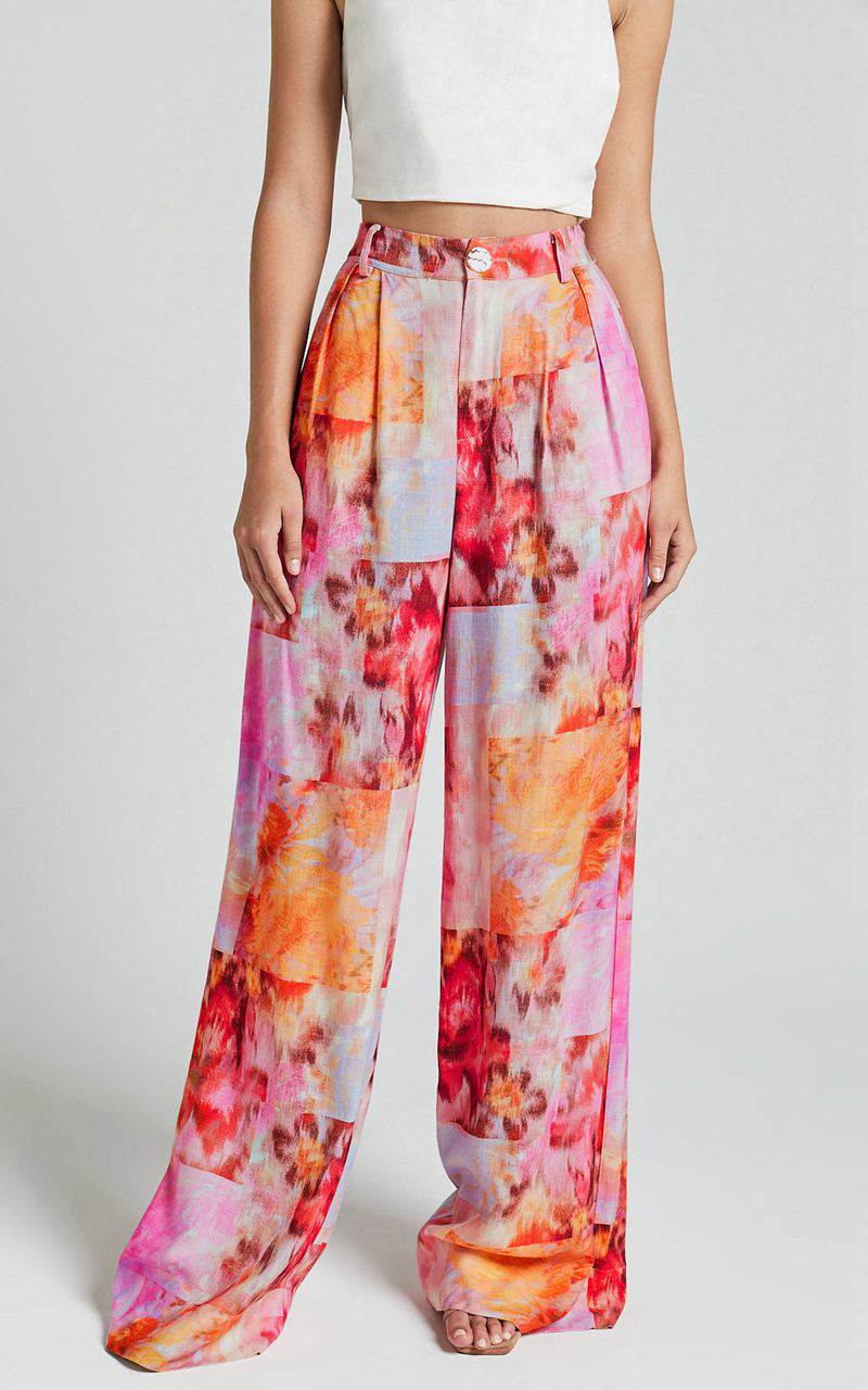 Showpo Amalie The Label - Chamika Linen Blend Wide Leg Pants Marsielle Print | HKFATM430