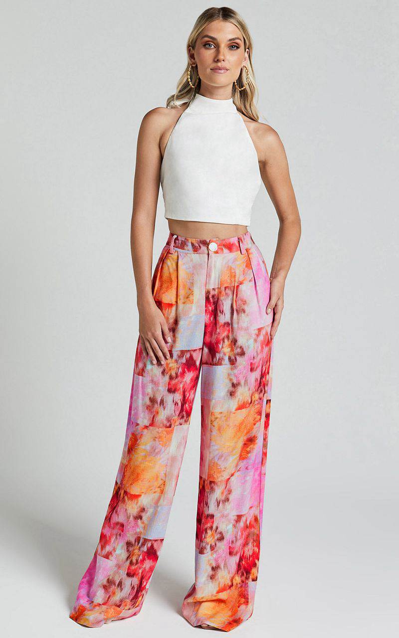 Showpo Amalie The Label - Chamika Linen Blend Wide Leg Pants Marsielle Print | HKFATM430