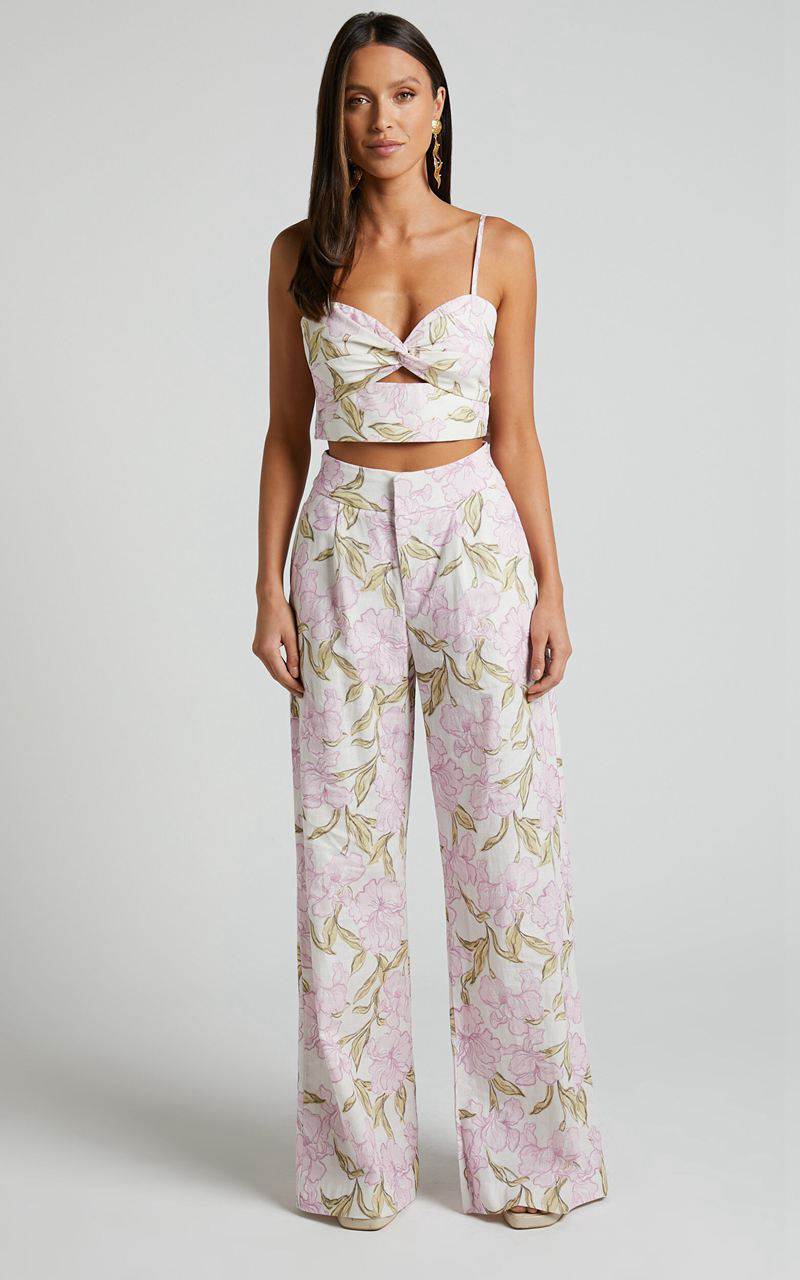 Showpo Amalie The Label - Lorete Linen Blend High Rise Wide Leg Pants Isia Floral | JKOXLG579