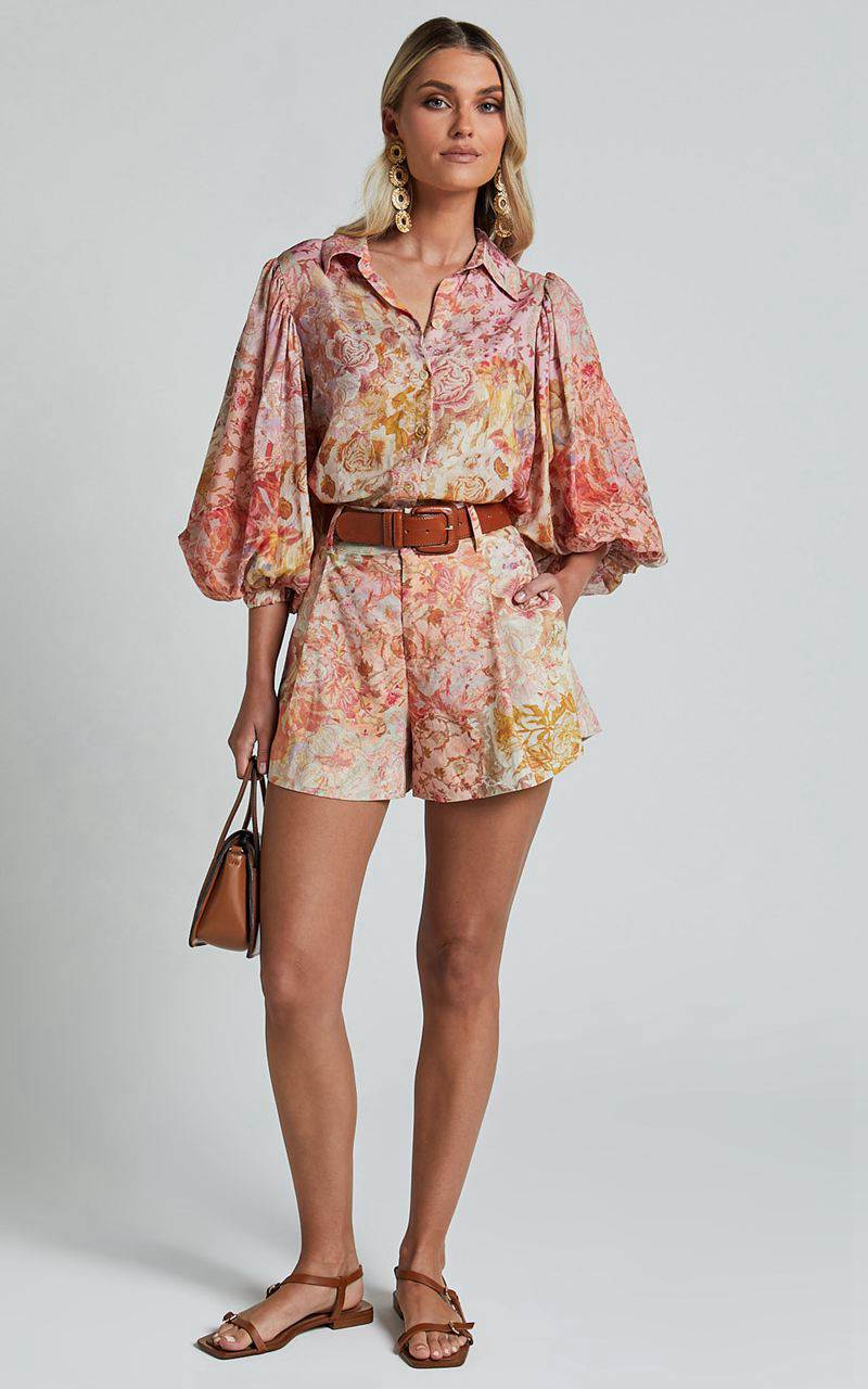 Showpo Amalie The Label - Sabine Puff Sleeve Button Through Blouse Morocco Print | RSGXLP071