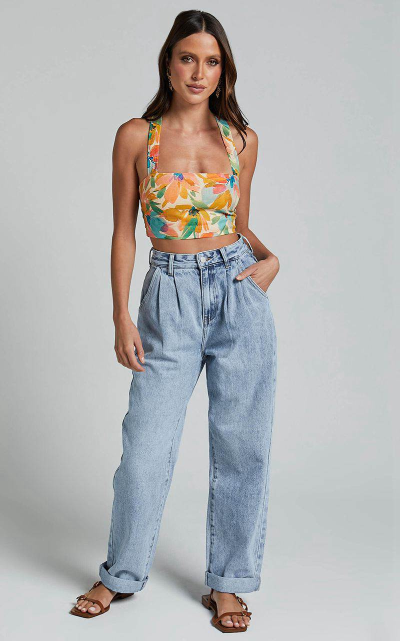 Showpo Amalie The Label - Sarina Recycled Cotton High Waisted Denim Jeans Light Blue Wash | KDMGWN986