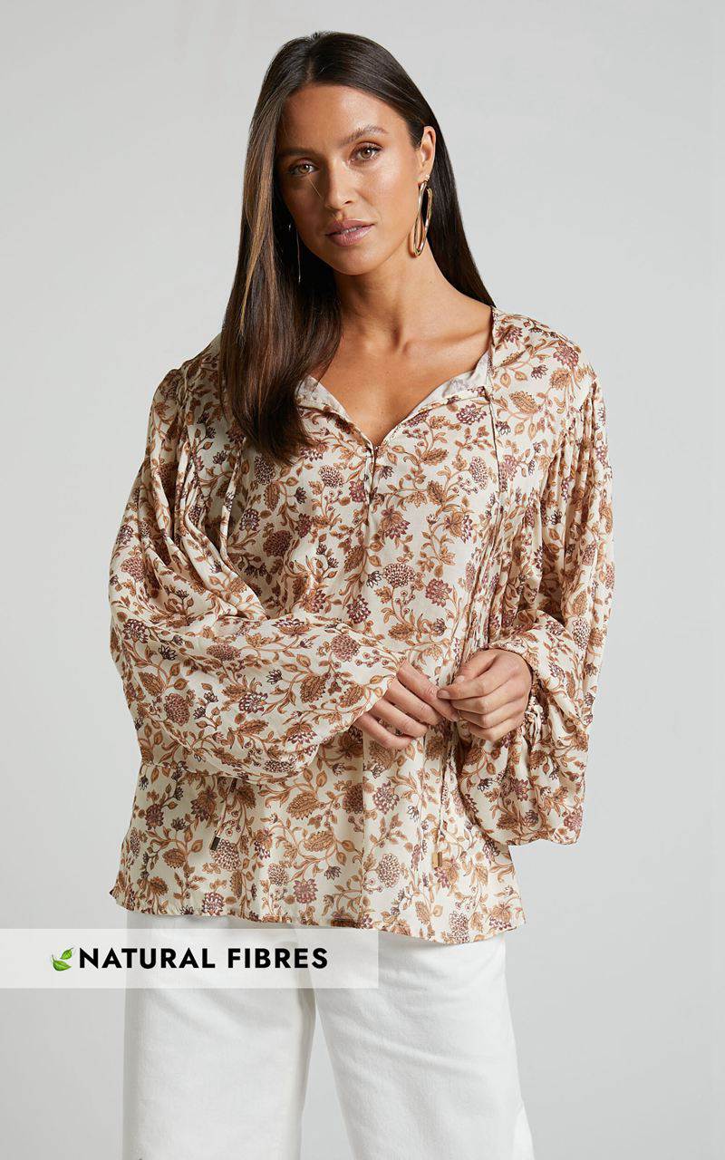 Showpo Amalie The Label - Symmone Puff Sleeve Blouse Maya Floral | ALKCOR859