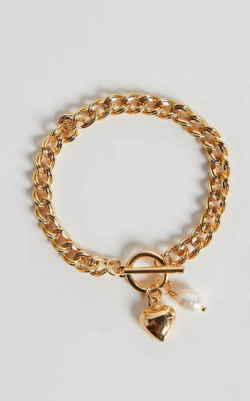 Showpo Amber Bracelet - Pearl Drop Detail Bracelet Gold | HERMPS135