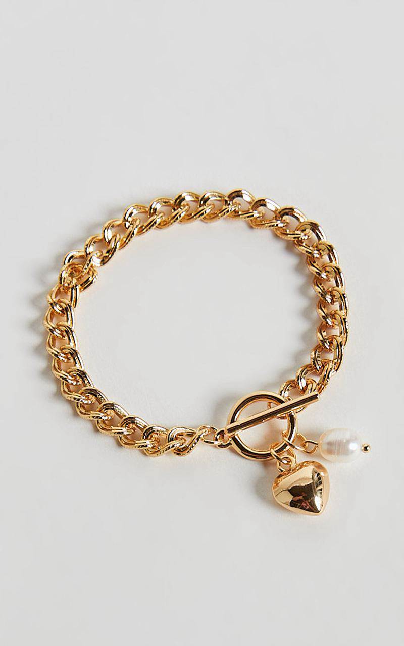 Showpo Amber Bracelet - Pearl Drop Detail Bracelet Gold | HERMPS135