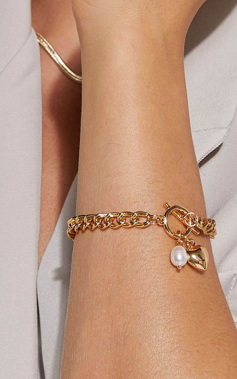 Showpo Amber Bracelet - Pearl Drop Detail Bracelet Gold | HERMPS135