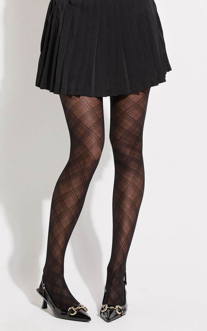 Showpo Andre Stockings - Pattern Sheer Stockings Black | YDKPIX801