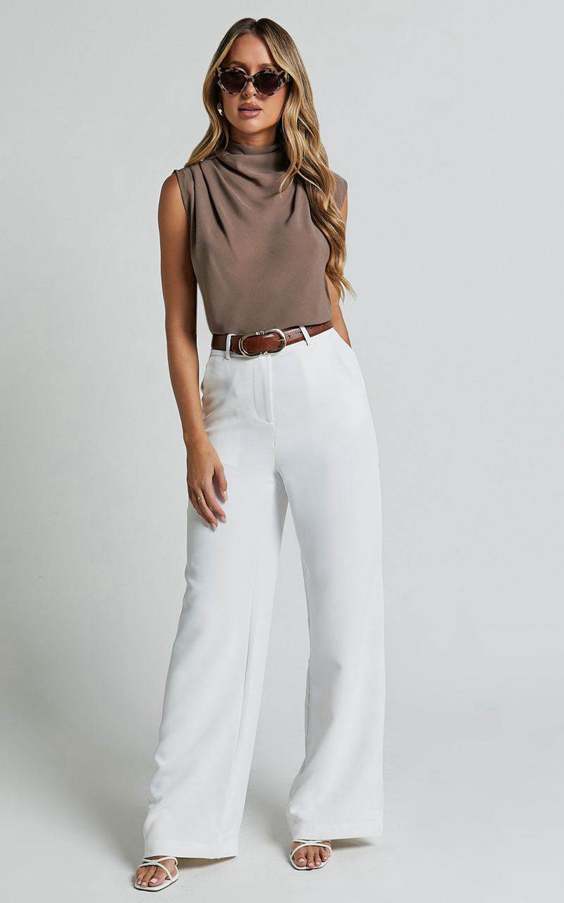 Showpo Arianae Top - High Neck Top Mocha | LAOUCH806