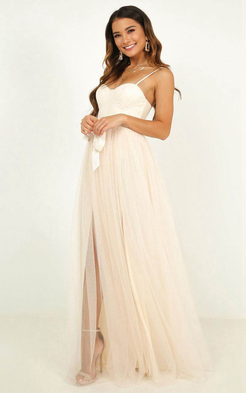 Showpo At The Altar Bodice Maxi Dress Cream | MPABQI164