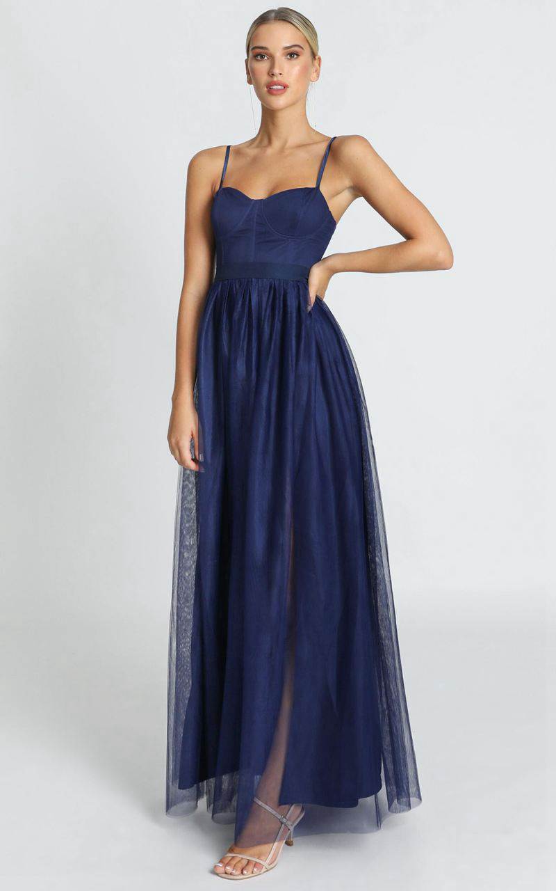 Showpo At The Altar Bodice Maxi Dress Navy | QZMYVG910