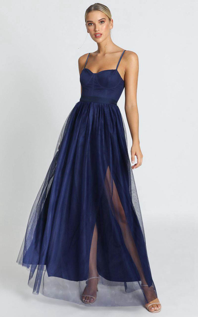 Showpo At The Altar Bodice Maxi Dress Navy | QZMYVG910