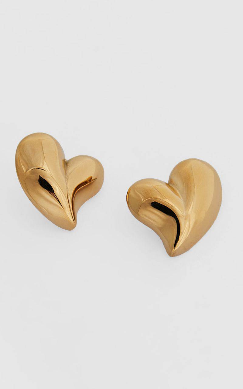 Showpo Athena Earrings - Raised Heart Shape Earrings Gold | AMSYBG182