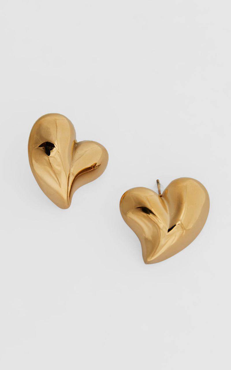 Showpo Athena Earrings - Raised Heart Shape Earrings Gold | AMSYBG182