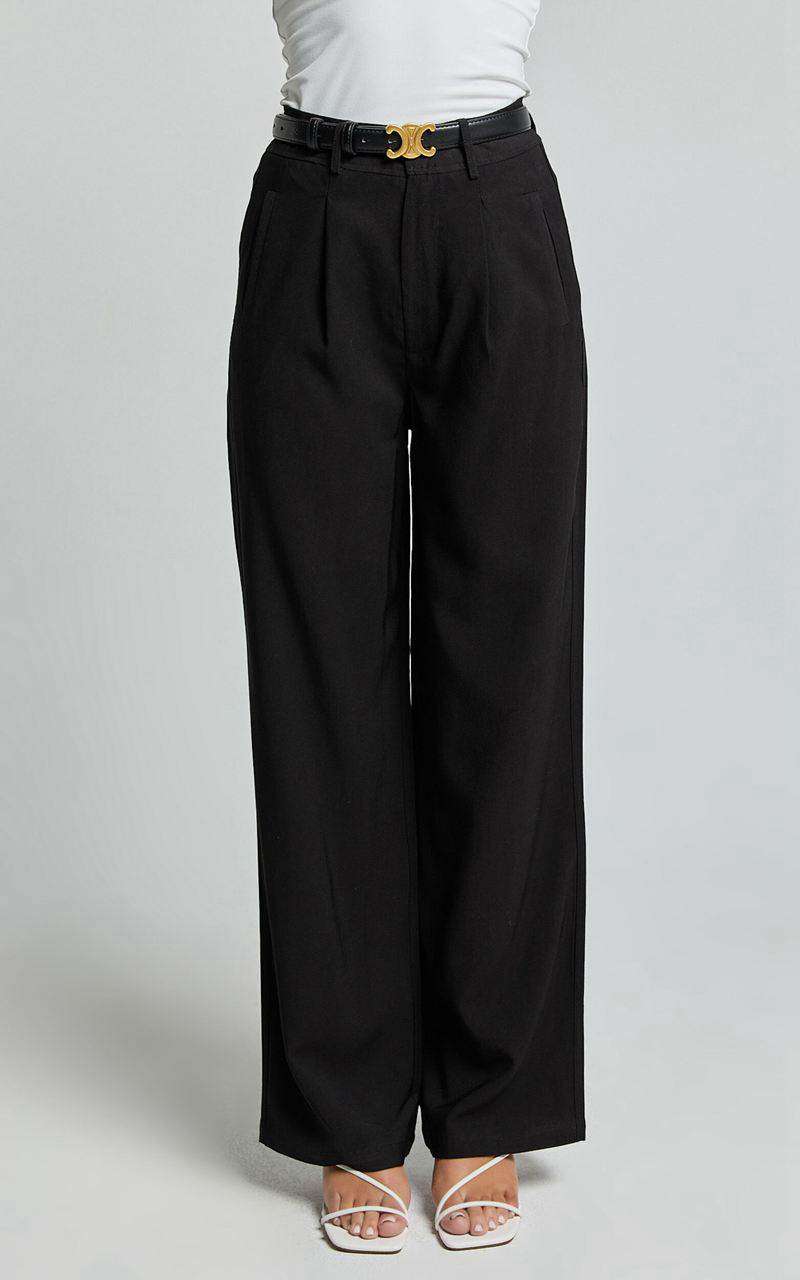 Showpo Augustus Pants - High Waisted Wide Leg Tailored Pants Black | JNWHUI681