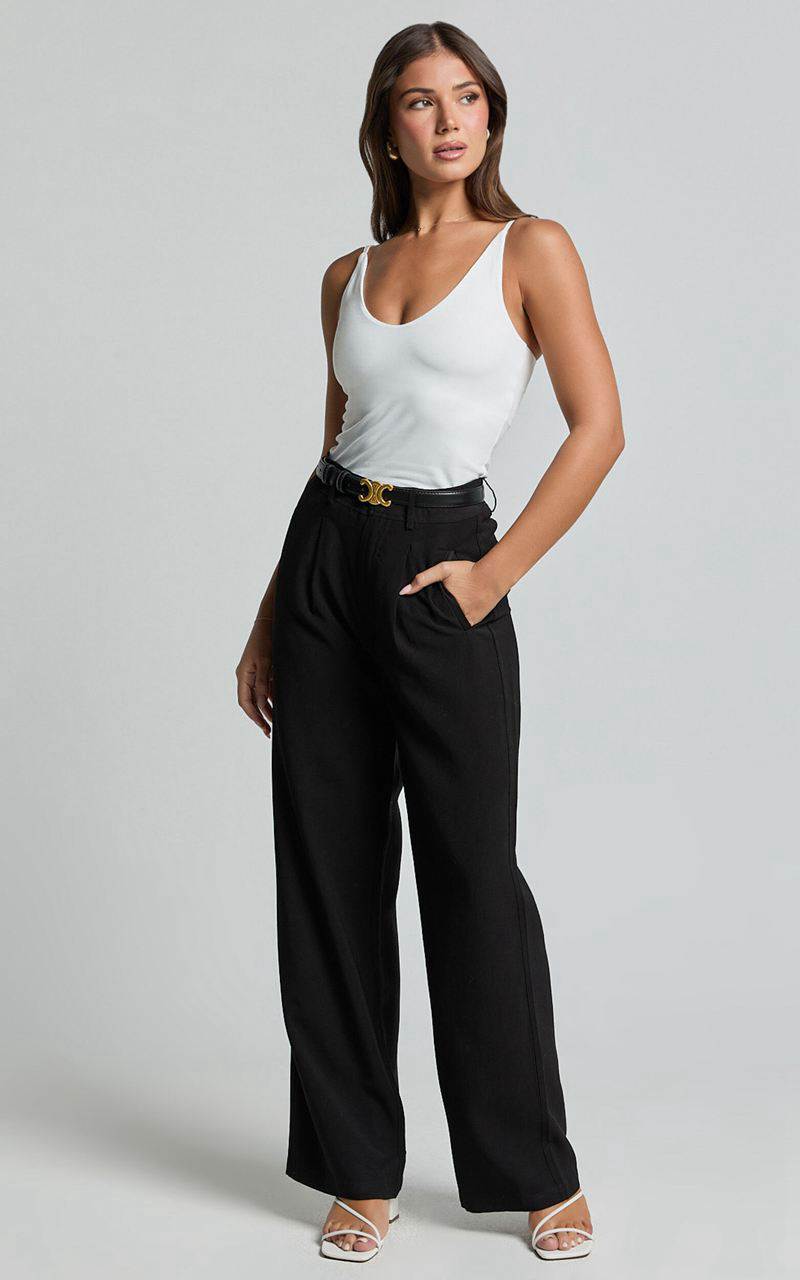 Showpo Augustus Pants - High Waisted Wide Leg Tailored Pants Black | JNWHUI681