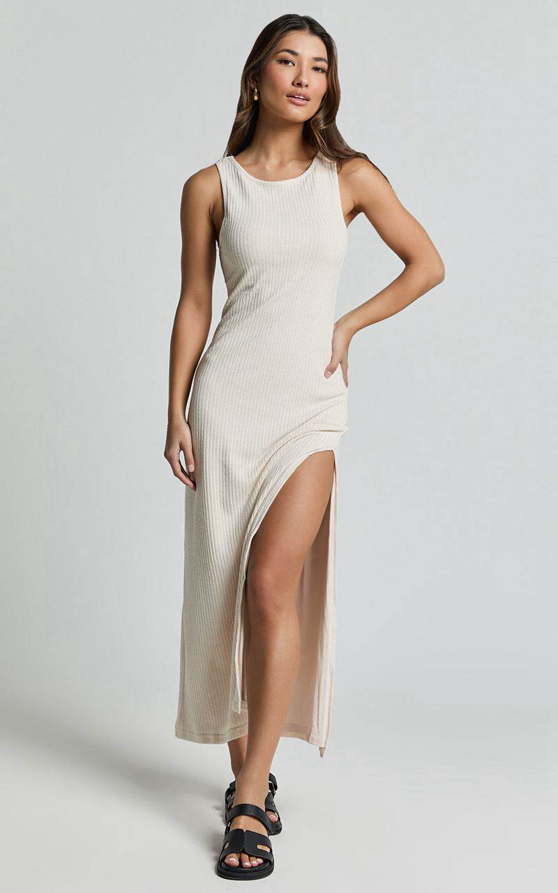 Showpo Avery Midi Dress - Scoop Neck Column Dress Cream | HDTWVI456