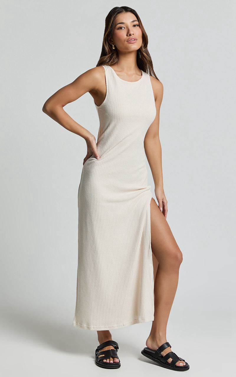 Showpo Avery Midi Dress - Scoop Neck Column Dress Cream | HDTWVI456