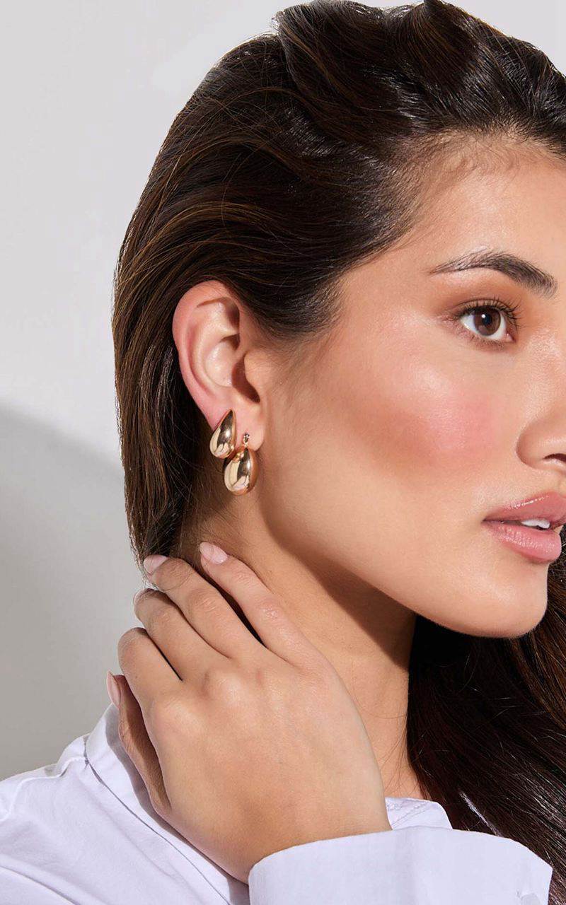 Showpo Avril Earrings - Thick Hoop Detail 3 Earring Pack Gold | HEUGBJ697