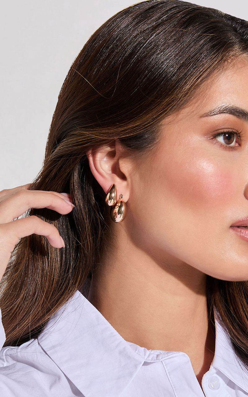 Showpo Avril Earrings - Thick Hoop Detail 3 Earring Pack Gold | HEUGBJ697