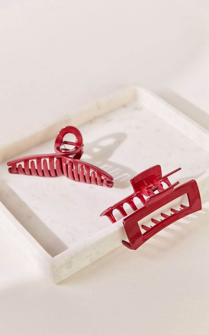 Showpo Bec Claw Clip Pack Red | WGULDJ957