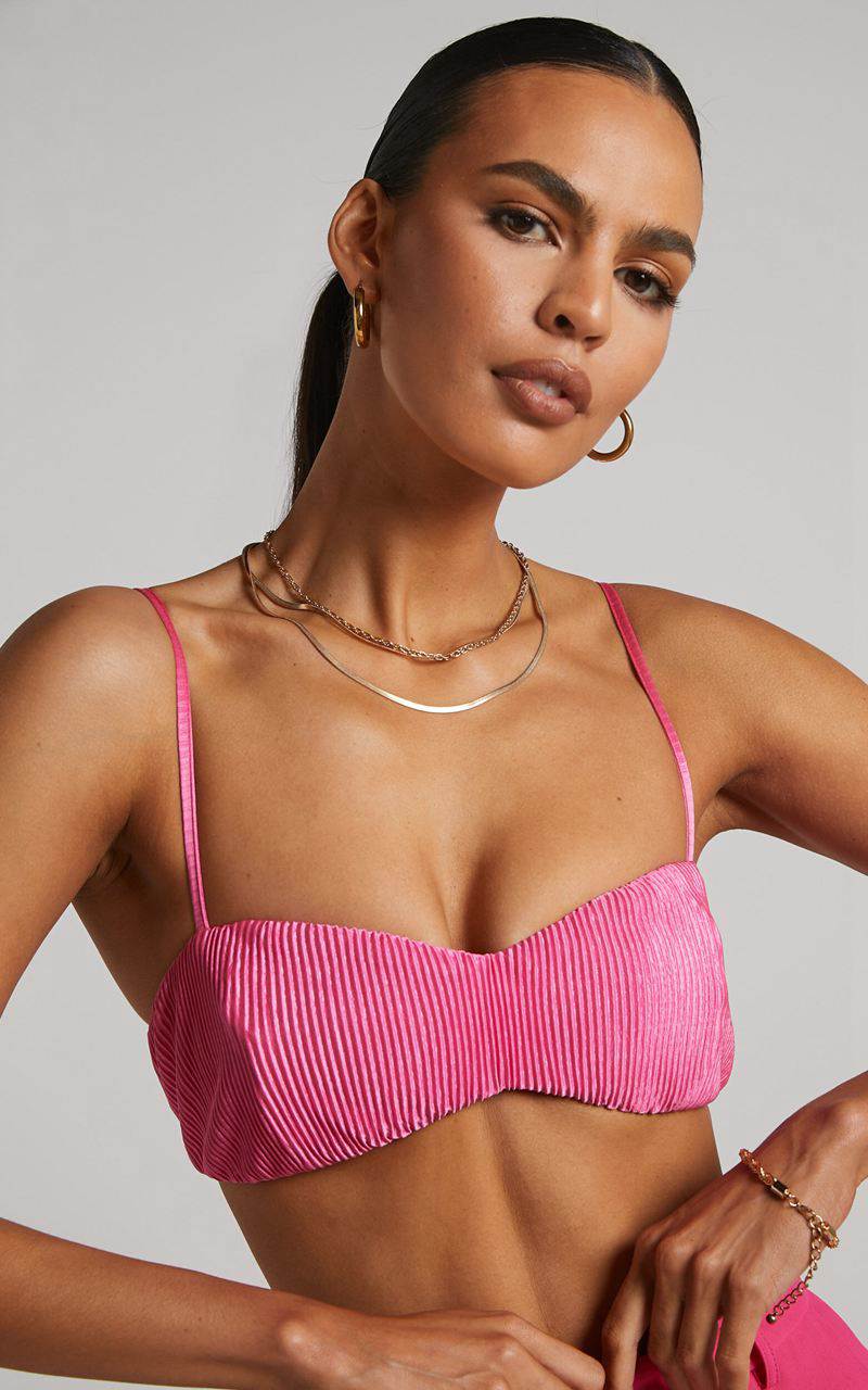 Showpo Beca Bralette - Plisse Sweetheart Bralette Hot Pink | JRDXOS852