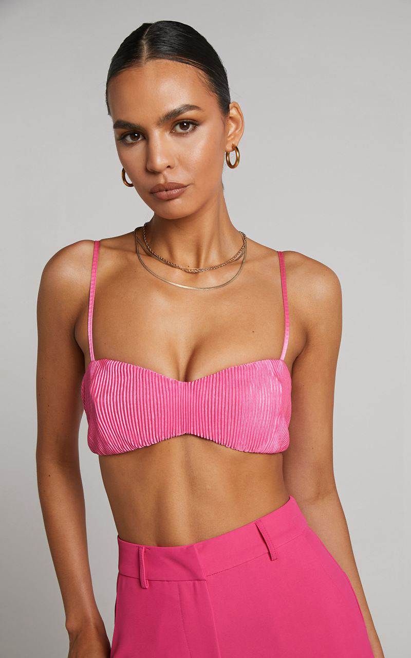 Showpo Beca Bralette - Plisse Sweetheart Bralette Hot Pink | JRDXOS852