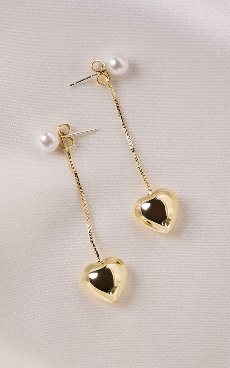 Showpo Bella Earrings - Drop Heart Pendant Earrings Gold | IUQSXE768