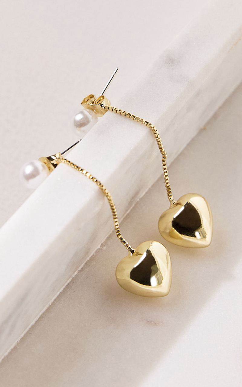 Showpo Bella Earrings - Drop Heart Pendant Earrings Gold | IUQSXE768