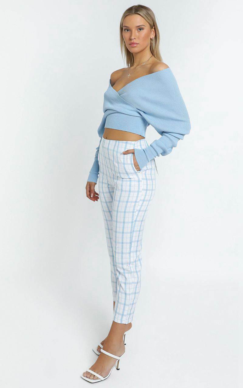 Showpo Besotted Ribbed Knit Pastel Blue | POJWMC381