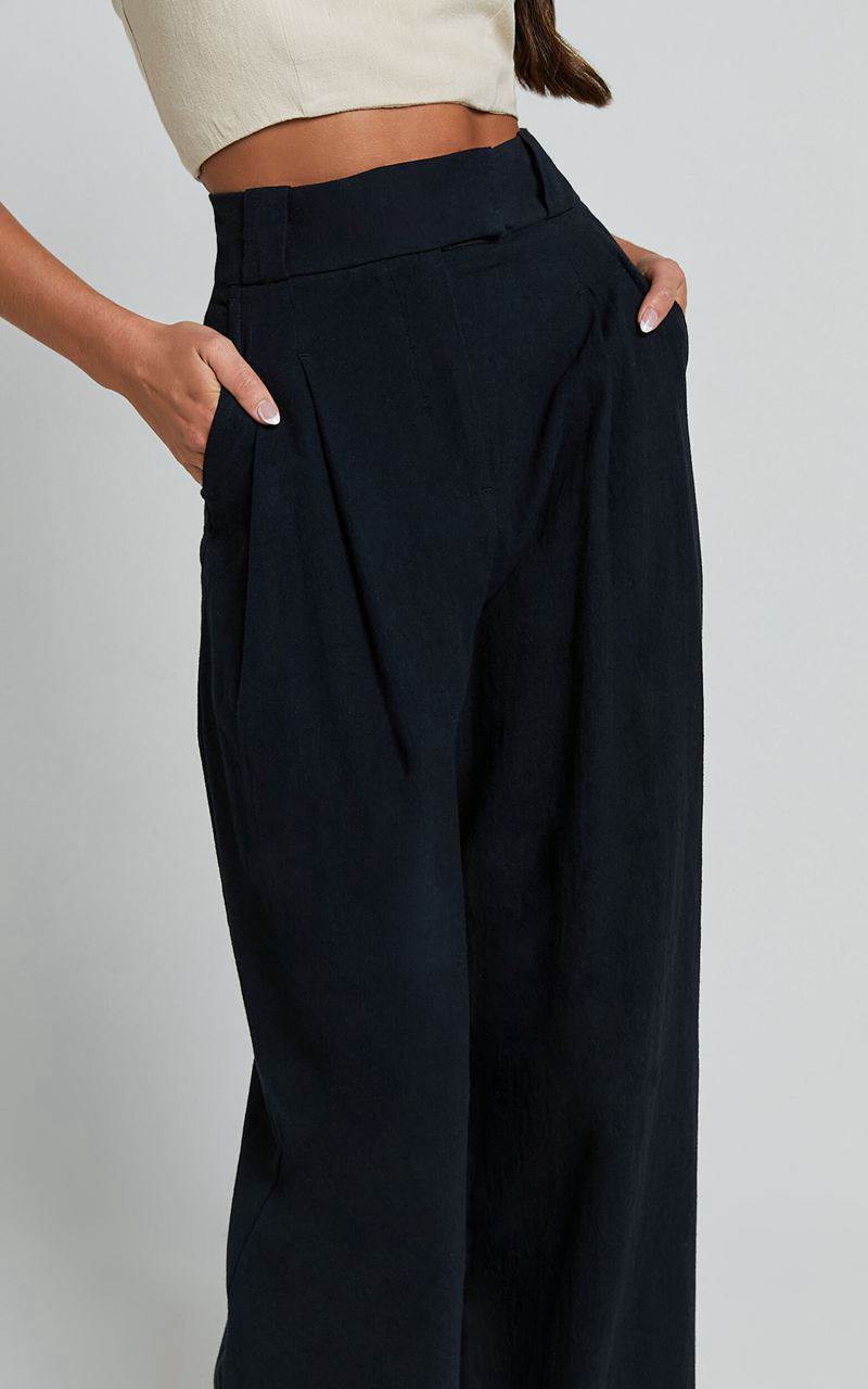 Showpo Bette Pants - High Waisted Wide Leg Pants Black | PINKYS195