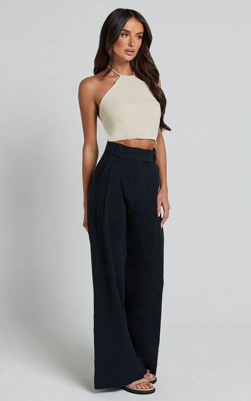 Showpo Bette Pants - High Waisted Wide Leg Pants Black | PINKYS195