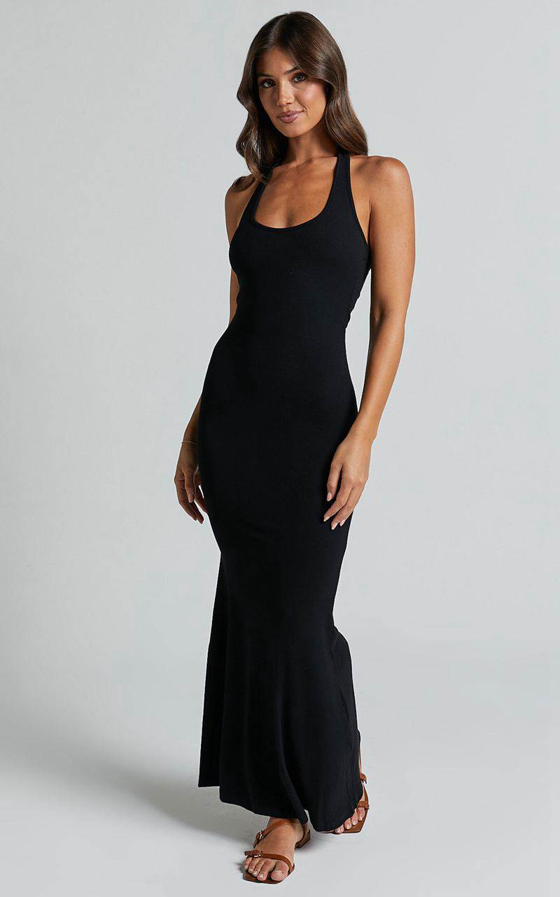 Showpo Bhelinda Midi Dress - Halter Neck Mermaid Dress Black | UCGKFR739