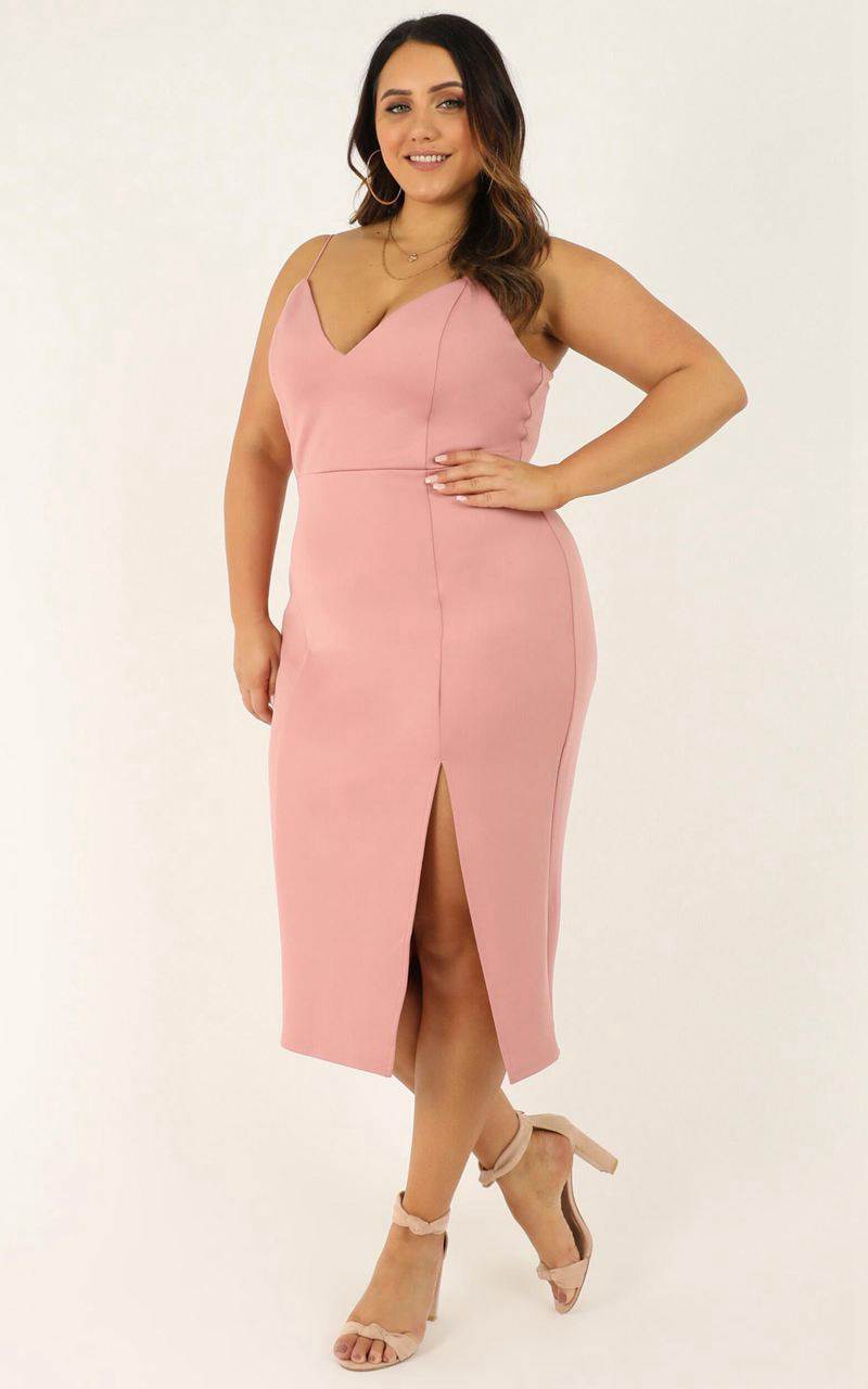 Showpo Big Ideas Midi Dress Rose | NEALDW587