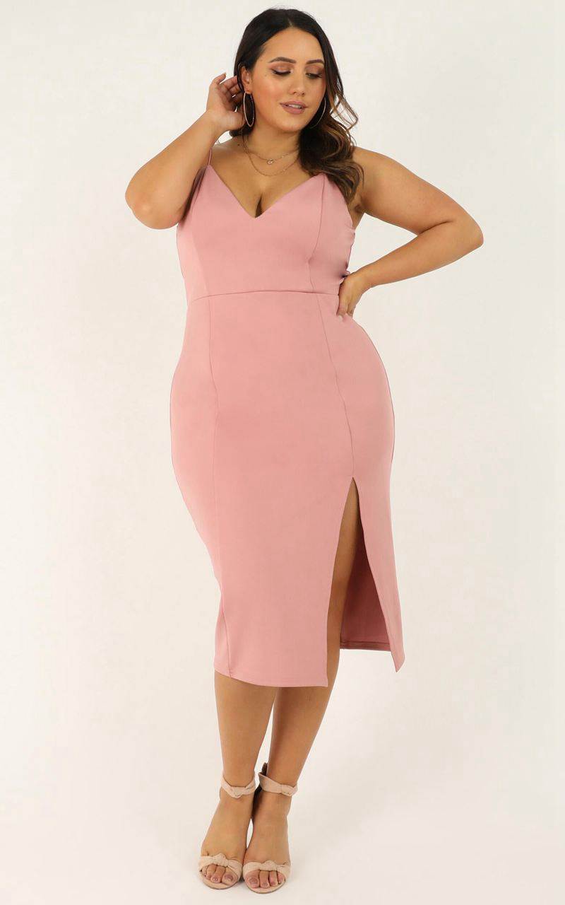 Showpo Big Ideas Midi Dress Rose | NEALDW587