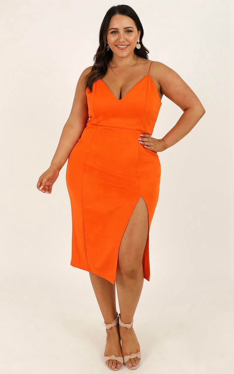 Showpo Big Ideas Midi Dress Tangerine | FROXTI832