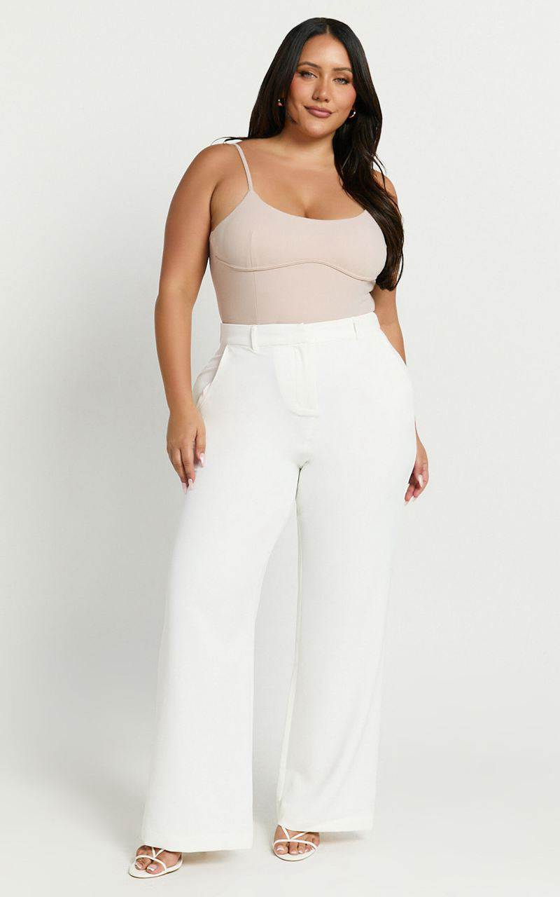 Showpo Bonnie Pants - High Waisted Tailored Wide Leg Pants White | WLRAHF945