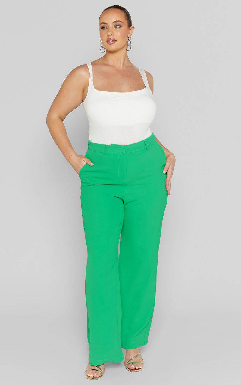 Showpo Bonnie Pants - High Waisted Tailored Wide Leg Pants Green | OQEMBT217