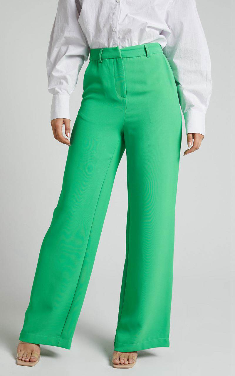 Showpo Bonnie Pants - High Waisted Tailored Wide Leg Pants Green | OQEMBT217