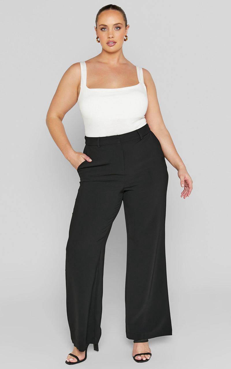 Showpo Bonnie Pants - High Waisted Tailored Wide Leg Pants Black | LGBQJC081