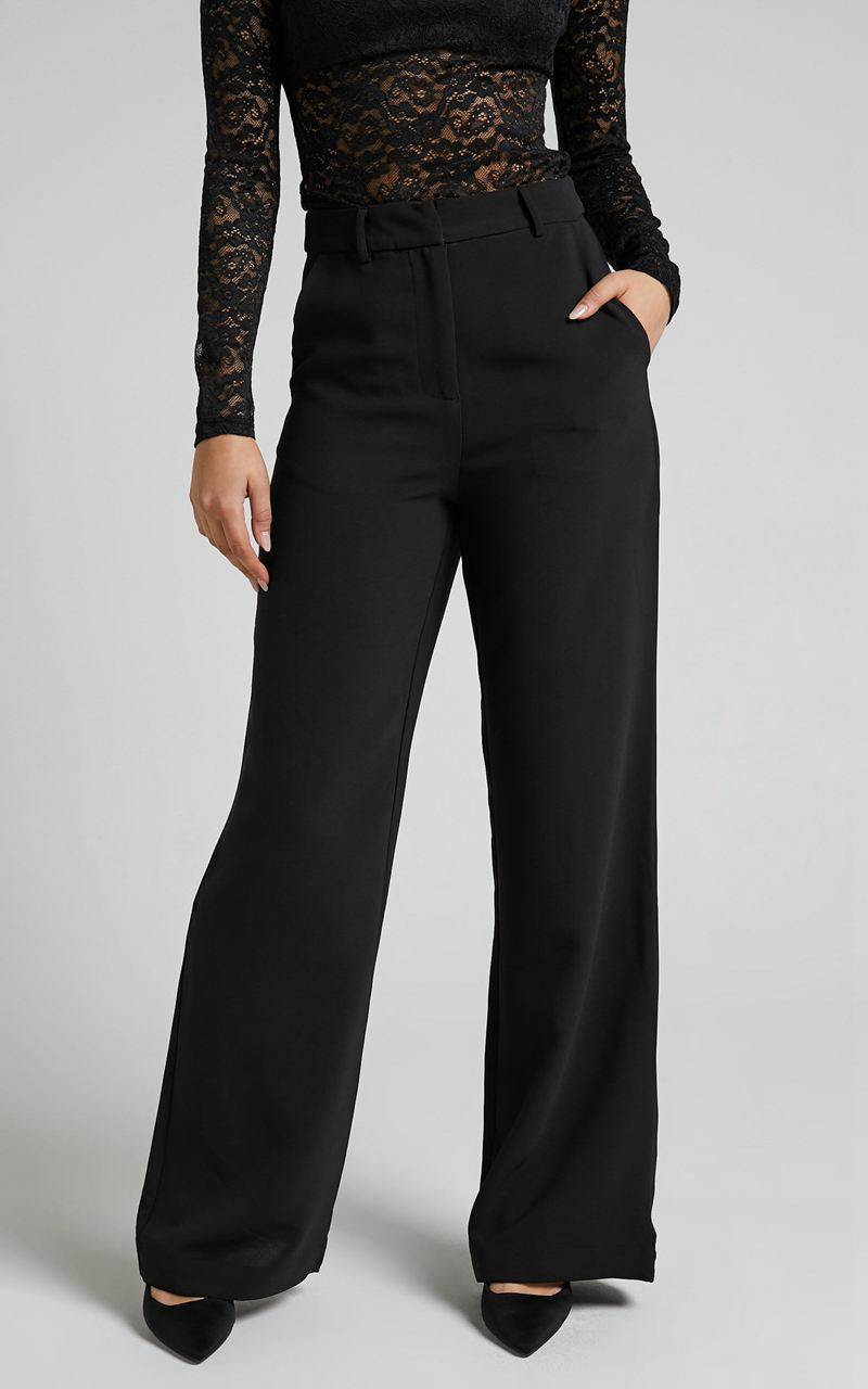 Showpo Bonnie Pants - High Waisted Tailored Wide Leg Pants Black | LGBQJC081