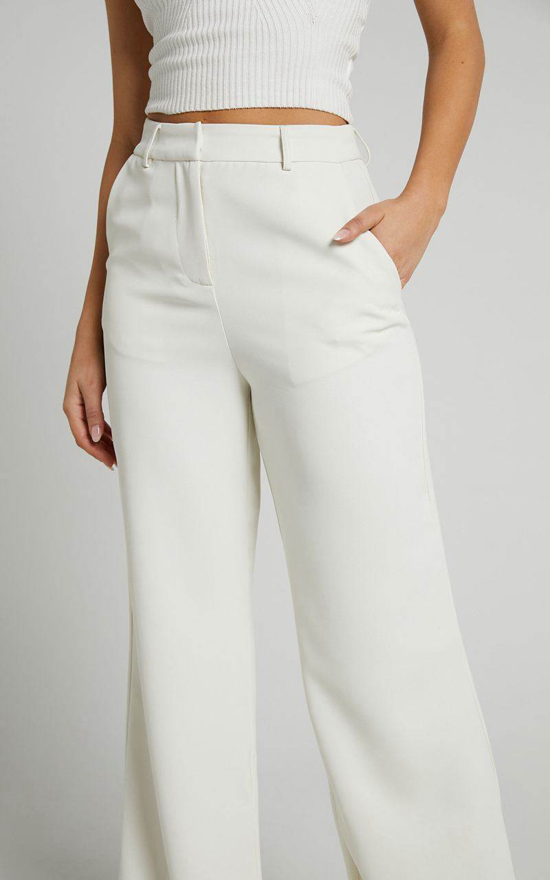 Showpo Bonnie Pants - High Waisted Tailored Wide Leg Pants Stone | LONKMR925