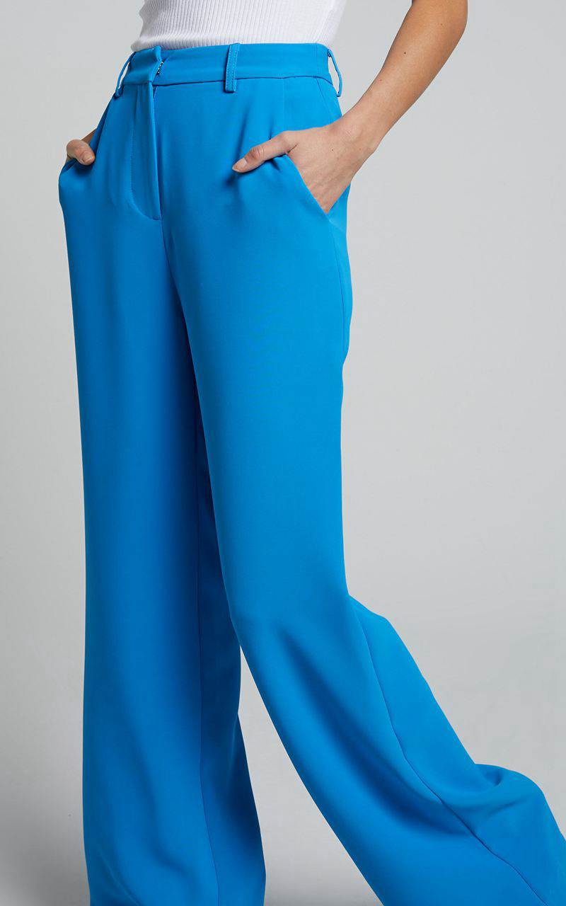 Showpo Bonnie Pants - High Waisted Tailored Wide Leg Pants Blue | DFZLNO925