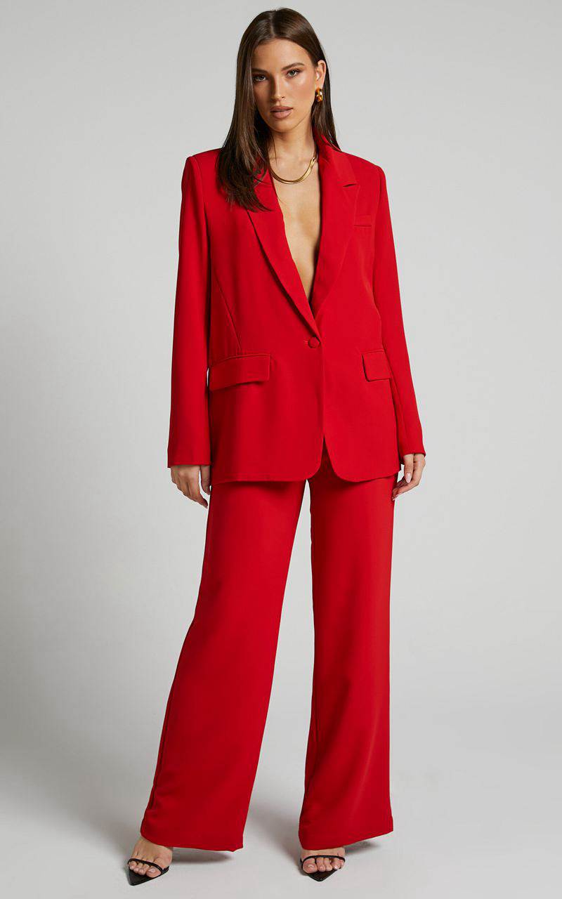 Showpo Bonnie Pants - High Waisted Tailored Wide Leg Pants Red | TNKWEV752