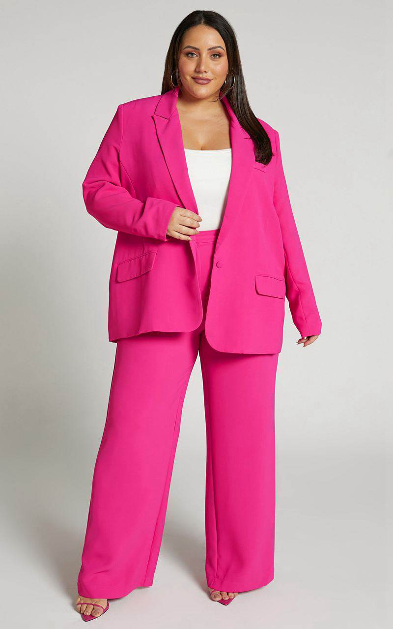 Showpo Bonnie Pants - High Waisted Tailored Wide Leg Pants Pink | DGVKES876