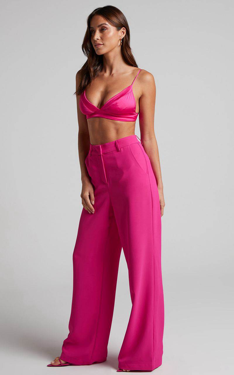 Showpo Bonnie Pants - High Waisted Tailored Wide Leg Pants Pink | DGVKES876