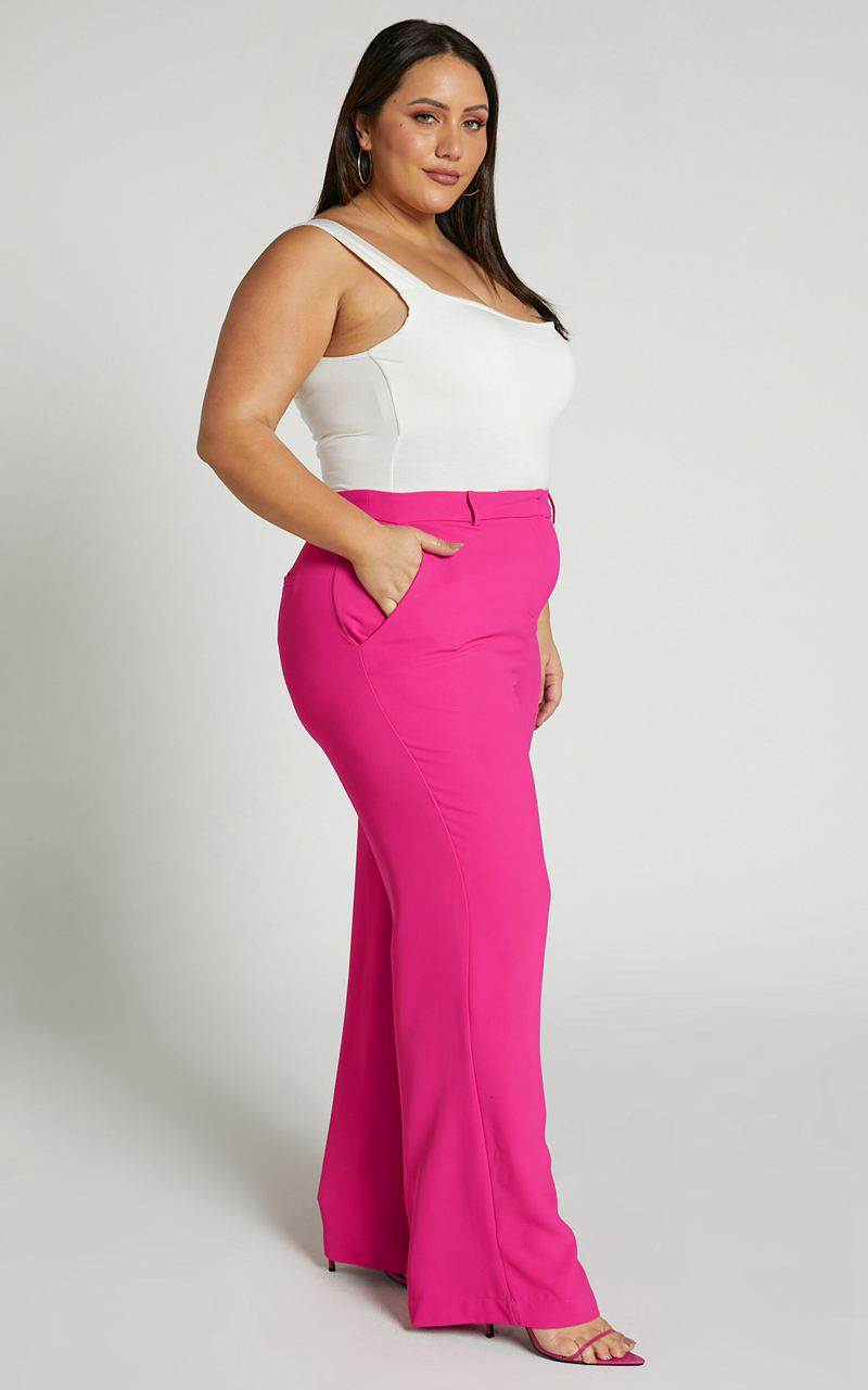 Showpo Bonnie Pants - High Waisted Tailored Wide Leg Pants Pink | DGVKES876